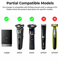 Câble de chargeur 5V 1A pour rasoir Philips Norelco One Blade QP2724 QP2834 MG5910 MG7910 MG9510 MG9520 PQ888 PQ889/Norelco Shaver 3900