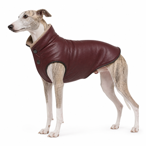 Manteaux pour chien sans manches en similicuir pour l'hiver, doublés de polaire, col haut, pour chiens de grande taille, minces et athlétiques (Whippet, Greyhound) - Product Image 1