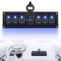 Interrupteur à bascule marin 6 gangues avec panneau en aluminium, double prise USB QC3.0, voltmètre LED, panneau USB 12V pour camion et bateau