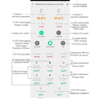 KONLEN Tuya WiFi – contrôleur de température intelligent, double sonde, thermostat de haute précision, relais, alarme, surveillance à distance, extensible sur 20m