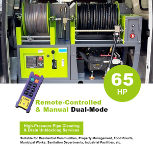 중국 중장비 산업 65Hp 하이 퀄리티 디젤 하수도 제트 압력 와셔 원격 배수 제어 파이프 청소 기계