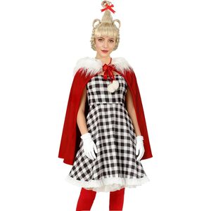 YUIQPKJX Disfraz de elfo para adulto, traje navideño, vestido a cuadros con capa, peluca, guantes, medias rojas - Product Image 3