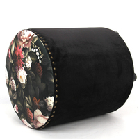 Personnalisé haute qualité siège d'impression rond marocain velours tufté pouf moderne rivet tabouret tabouret de lit