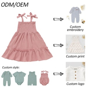 Vestitino Estivo per Bambine 100% <span class=keywords><strong>Cotone</strong></span> Organico, Abito con Spalline Sottili in <span class=keywords><strong>Mussola</strong></span>, Grazioso Abito a Canotta - Product Image 6