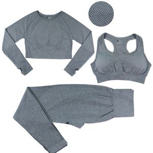 <span class=keywords><strong>Ensemble</strong></span> pantalon à manches longues pour femmes européennes américaines Lulu Jacquard Fitness Yoga avec motif uni à pois sans couture Taille L - Product Image 6