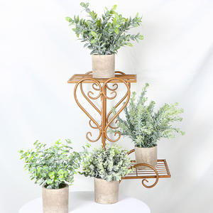 Pâte de plastique populaire en <span class=keywords><strong>pot</strong></span> simulé floqué <span class=keywords><strong>eucalyptus</strong></span> chambre intérieure écologique fleurs artificielles salon - Product Image 2