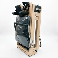 Mesin Reformer Pilates Lipat Kayu Oak MJD Fitness, Tempat Tidur Pilates Kayu Hemat Ruang untuk Latihan Inti Tubuh Penuh