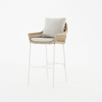 Ensemble de salle à manger d'extérieur moderne en promotion : tabourets de bar hauts et chaises de jardin en aluminium tressé
