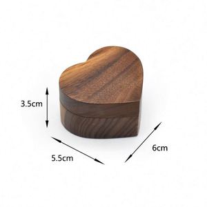 Laser Engraved LOGO <b>Name</b> Handmade Heart Shape Walnut Wood <b>Ring</b> Box Engagement <b>Ring</b> Holder Wedding Jewelry Box - Product Image 2