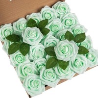 50 roses artificielles en mousse PE avec tiges, style fleurs séchées, boîte cadeau pour la Saint-Valentin, décoration pour la maison et les fêtes