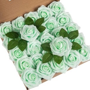 50 piezas de rosas de espuma PE, flores artificiales con tallos, estilo de flores secas, caja de regalo para el Día de San Valentín, para decoración del hogar y fiestas. - Product Image 6