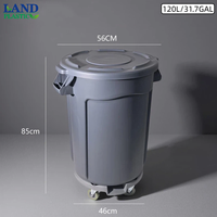 Poubelle ronde en PP de 80L et 120L, structure robuste, avec couvercle, pour la collecte des déchets commerciaux