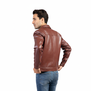Chaqueta de Cuero Clásica para Hombre, Estilo Bomber, Negra y Marrón, con Decoración de Piel, Diseño Atemporal de Invierno, Bolsillos con Cremallera, Chaqueta de Hombro para Hombre - Product Image 1