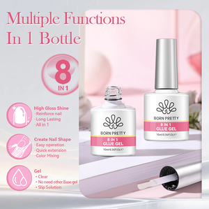 BORN PRETTY Gel Adhesivo <span class=keywords><strong>para</strong></span> <span class=keywords><strong>Uñas</strong></span> 8 en 1, Esmalte de <span class=keywords><strong>Uñas</strong></span> Transparente Semipermanente <span class=keywords><strong>para</strong></span> Puntas de <span class=keywords><strong>Uñas</strong></span>, Gel Base <span class=keywords><strong>para</strong></span> Pegar Diamantes de Imitación, Mezcla de Colores - Product Image 5
