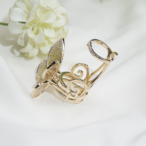 Anillo de Diamantes Amarillos Redondos de Oro de 9K MSR-1993 de Messi Jewelry, Anillos de Moda con Forma de Mariposa, Anillo de Diamantes Cultivados en Laboratorio - Product Image 2
