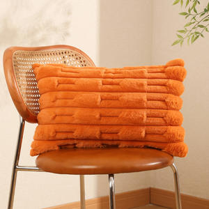 Housse de coussin en fourrure de lapin populaire d'automne housse de coussin en velours de couleur unie pour la décoration de la maison - Product Image 2