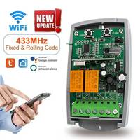 Modul penerima Relay RF 2 saluran 433MHz nirkabel, kode tetap Universal otomatis 4 tombol baterai AAA Remote kontrol 100m