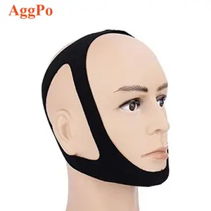 Dispositif Anti-ronflement en silicone, sangle de menton, ajustable et respirante, bandeau de tête Anti-ronflement pour hommes et femmes, noir