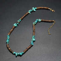 Offre Spéciale hommes pierre naturelle coquille de mer Turquoise Clips collier de plage à la main coquille de noix de coco perlée surf colliers