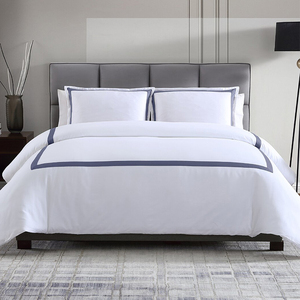 Ensemble de housse de <span class=keywords><strong>couette</strong></span> en satin de coton blanc certifié OEKO-TEX, ultra doux, haute densité, 60s 300TC, motif géométrique, luxe - Product Image 2