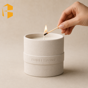 Pot à bougie en céramique mate réutilisable FUBEI Living Eco avec logo personnalisé en relief, bougie parfumée à la <span class=keywords><strong>cire</strong></span> de soja, vente en gros de pots à bougies - Product Image 1