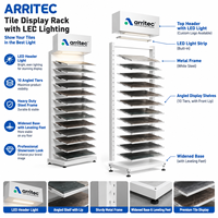 Présentoir multi-niveaux en métal pour carreaux de quartz avec éclairage LED, idéal pour usines OEM