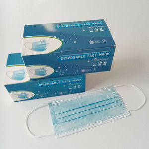 Masque facial jetable non tissé 3 couches civil, masque facial non tissé 3 plis bleu jetable, en stock - Product Image 2