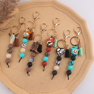 Regalo para el Día de la Madre: Pulsera de silicona <span class=keywords><strong>con</strong></span> cuentas de leopardo verde esmeralda y Jesús, hecha a mano, tipo llavero o brazalete. - Product Image 5