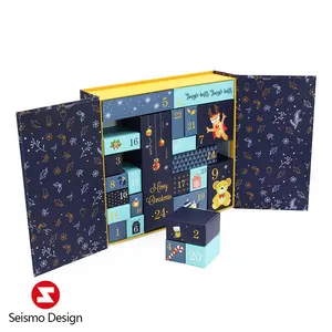 Seismo Design Custom Print Gift Boxes Advent Calendar Blind Box Square Paper Gift Box Packaging For Christmas Cosmetic Chocolate