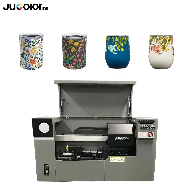JUcolor New Loanches 360 מדפסת Uv רוטרית כוס מדפסת עבודה על משטח גלילי, מחודד וקונוס