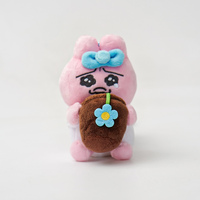 Porte-clés en peluche lapin rose mignon avec trois expressions faciales vives et décorations délicates, taille compacte, cadeau adorable pour les filles