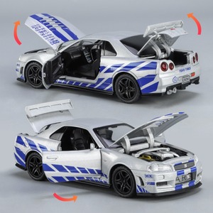 ของเล่นรถโลหะแบบจำลองเสียงเบา <span class=keywords><strong>R34</strong></span>สกายไลน์ <span class=keywords><strong>GTR</strong></span> สำหรับเด็กและผู้ใหญ่ - Product Image 6