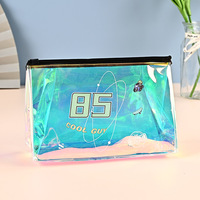 Hologramme personnalisé sac en pvc en plastique personnalisé rond trousse de maquillage maille maquillage chariot artiste sac transparent paillettes pvc cosmétique sac