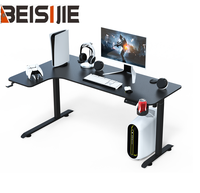 Table de jeu électrique à moteur unique AL en fibre de carbone, réglable en hauteur, bureau assis-debout à 2 niveaux avec porte-gobelet, 720-1170 mm, charge 60 kg, pour la maison