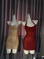 Robe moulante dos nu sexy Robe de soirée club sans manches en strass brillant Robes scintillantes Mini robe de soirée élégante