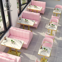 Ensemble table et chaises de café en marbre moderne, canapé, banquette, mobilier pour restaurant