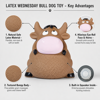 Jouet pour chien en latex, forme de vache brune aux yeux bouleversés, jouet à mâcher pour chiot, jouet interactif pour animaux de compagnie, pour chiens de petite et moyenne taille