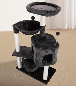 Luxury Wooden Minimalist <b>Cat</b> <b>Tree</b> with Plush <b>Cat</b> Climbing Frame-<b>Scratch</b>-Resistant Large <b>Cat</b> House & Tower All Seasons - Product Image 3