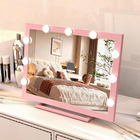Miroir de Maquillage Intelligent à LED, Design Rotatif sur Pied, Écran d'Affichage Carré, Personnalisé, en Métal et Verre, Utilisation sur Bureau
