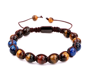 <span class=keywords><strong>Bracelet</strong></span> en macramé fait main pour <span class=keywords><strong>homme</strong></span> et femme, en pierre naturelle œil de tigre <span class=keywords><strong>bleu</strong></span> de haute qualité, nouvellement arrivé - Product Image 2