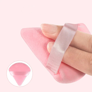 Cotton puff triangle velvet puff, multi-color wet and dry flocking puff <b>makeup</b> sponge puff <b>makeup</b> setting - Product Image 5
