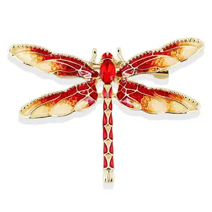 Korea original handmade rhinestone alloy drip oil enamel crystal dragonfly insect brooch men and women accessories