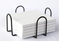 En gros Diy Blanc Absorbant Personnalisé En Céramique Coaster Verres Pour Les Boissons