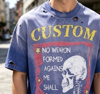 T-shirt graphique pour homme, streetwear, coupe oversize, épaules tombantes, tissu épais, vintage, délavé à l'acide