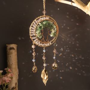 <span class=keywords><strong>Carillon</strong></span> à vent et attrape-rêves en cristal d'améthyste de style Art Déco, arbre de vie naturel, décoration murale en pierres précieuses, décoration extérieure - Product Image 6