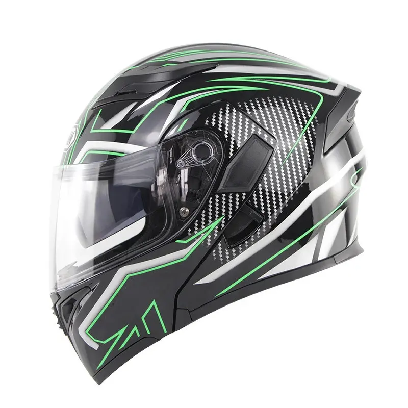 New Fashion Motorrad Racing Doppel linsen helm Offroad ABS Modularer Voll gesichts helm