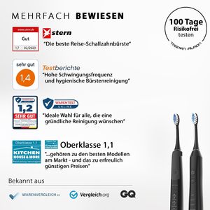 Sonic Toothbrush Travel Toothbrush 2025-100 Days Risk-free Test 55000 Electric Vibrations 5 <strong>Programs</strong> 60 Travel - Product Image 2