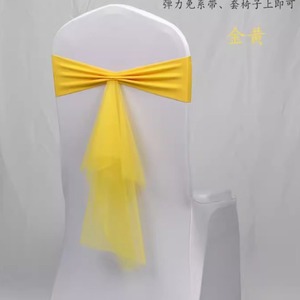 Ensemble d'accessoires pour chaises de festival : Housse en maille avec ruban et nœud en satin pour sièges de banquet - Product Image 4