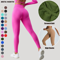 Legging de sport pour femme, taille haute élastique, respirant, séchage rapide, sans couture, motif uni, effet fessier galbant, avec logo personnalisé