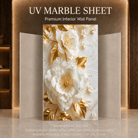 Panel de Pared de PVC con Diseño Floral 3D en Color Blanco Dorado MORLENX, Impermeable y Fácil de Instalar, para Decoración de Sala de Estar y Dormitorio